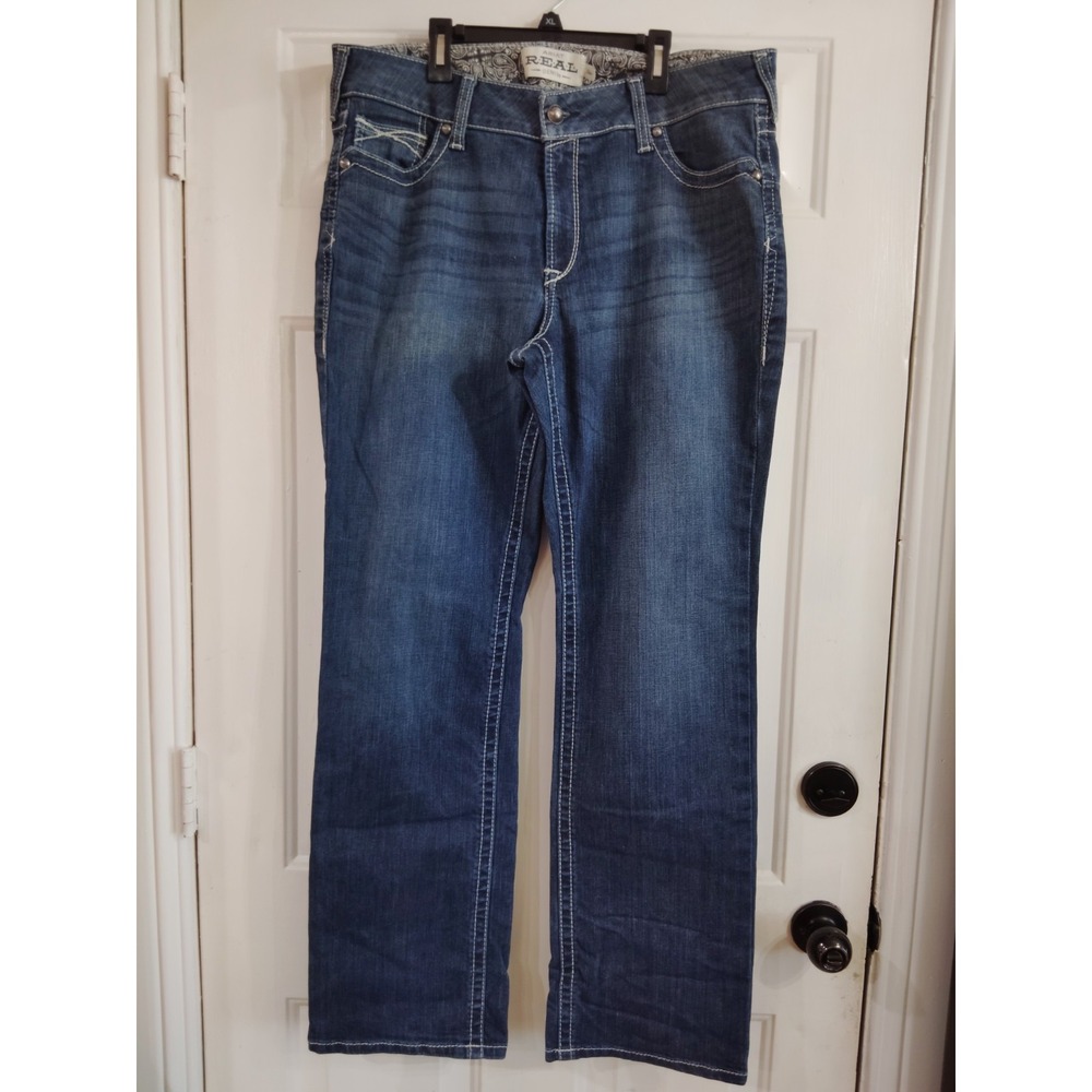 ARIAT Womens R.E.A.L. Mid Rise Straight Leg Jeans Size 34RX32 Blue Cowgirl